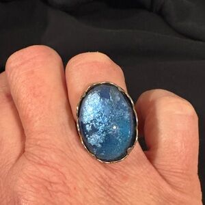 Elegant Emmons Blue Oval Stone Ring